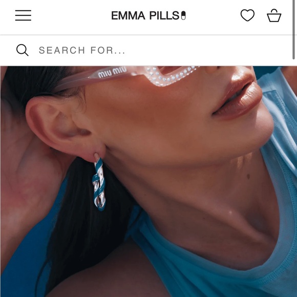 NWT Emma Pills Dark Denim Obsession Twist Hoops Earrings - Picture 2 of 8